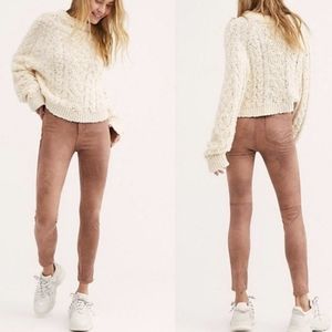 Free people we the free  faux leather vegan suede cognac tan pants